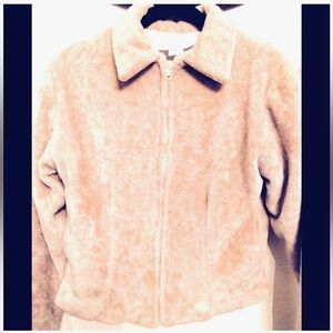 JACKET COAT SHERPA SWEATER SHACKET TAN SOFT FLEECE SATIN LINED NEW M BOHO